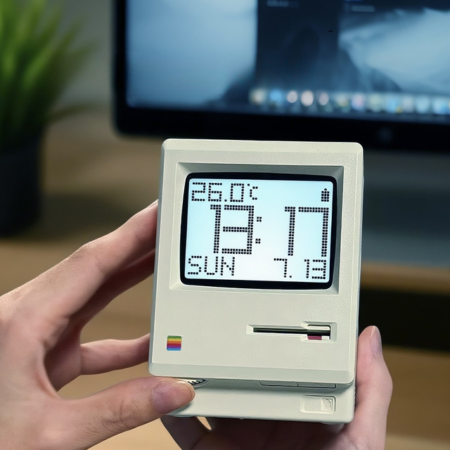Maclock Retro Macintosh Alarm Clock - Vintage Computer Style Desktop Clock, Creative Birthday Gift & Desk Decor