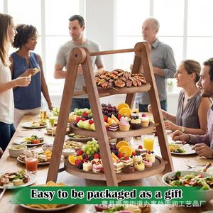 Wooden <b>Cake</b> <b>Stand</b> <b>3</b> <b>Tier</b> Round Reusable Wedding Party Dessert Display Rack - Product Image 2