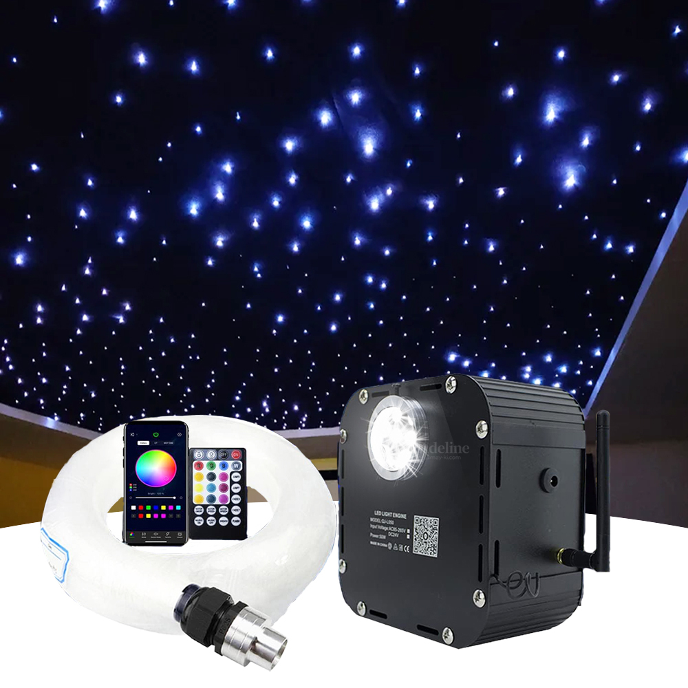 Smart 50W RGBW Fiber Optic Star Ceiling Lighting Kit APP Twinkle for Indoor Home Theater Ceiling