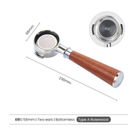 Porte-filtre à café expresso Liangyuan E6101 58MM sans fond, 2 oreilles, poignée personnalisée, réutilisable, durable, en acier inoxydable de qualité alimentaire