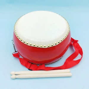 Wholesale Chinese Red Cowhide Tang <b>Drum</b> Wooden Folk Hand <b>Drum</b> With Strap And Mallets For Kids Performance - Product Image 3