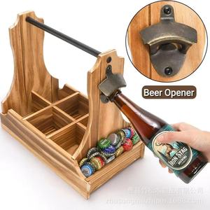 Portador de cerveza de madera con asa, capacidad para 6 botellas, caja de almacenamiento portátil para fiestas, picnics, bares y restaurantes - Product Image 3