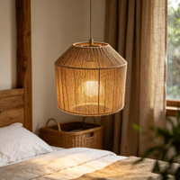 Lampe suspendue en papier tressé artisanal, design rétro, résistante à l'eau, pour la maison, la villa, le café, le restaurant, la décoration de bar