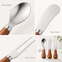Ensemble de couverts en acier inoxydable avec manche imitation bois pour fromage, beurre, dessert et apéritif – Cadeau idéal