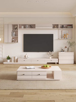 Ensemble de meubles de salon modernes en bois extensibles de luxe, meuble TV et table basse pour la maison et l'hôtel