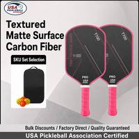 Raquette de pickleball en fibre de carbone T700 rose rouge et noire, surface texturée givrée de 16 mm, raquette professionnelle personnalisée OEM