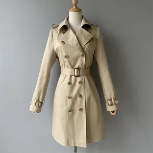 Langer Trenchcoat mit Gürtel Design Turn-Down Kragen Fashion Style Custom Großhandel Winter mäntel für Damen Damen Trench