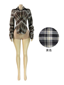 G01720C Autunno 2025 Vendita Calda Camicie e Giacche da Donna con Stampa a Quadri - Product Image 3