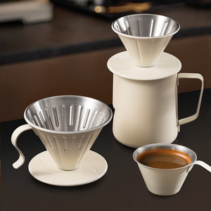 ที่กรองกาแฟแบบพกพา สแตนเลสสตีล ใช้ซ้ำได้ พร้อมที่วางกรอง แบบกรวย สำหรับชงกาแฟด้วยมือ ใช้ได้ที่บ้าน ออฟฟิศ แคมป์ปิ้ง และกิจกรรมกลางแจ้ง - Product Image 1