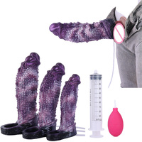 Série Fantasy : Manchon Pénien Extenseur et Améliorateur avec Jet d'Eau, Ajustement Universel, Jouet de Plaisir Adulte Disponible en Trois Tailles 18