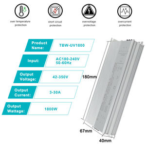 Controlador LED <span class=keywords><strong>de</strong></span> Conmutación TBWTEK TBW-UV1800 <span class=keywords><strong>de</strong></span> 1800W con Alta <span class=keywords><strong>Corriente</strong></span> Constante, Carcasa <span class=keywords><strong>de</strong></span> Aluminio, Entrada <span class=keywords><strong>de</strong></span> 180-277V, 3-25A, Cumple con RoHS - Product Image 3