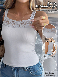 Canotta Estiva da Donna in Pizzo Tinta Unita con Scollo Rotondo, Personalizzabile, Senza Maniche - Product Image 4