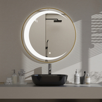 Miroir de salle de bain intelligent rond illuminé moderne Tmall Genie avec cadre en aluminium HD LED IP65 pour le maquillage