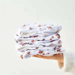 Happy Flute Fashion Reusable Baby Diaper Insert Wet Bag Set Washable Cloth Diaper with Inserts Waterproof Wet Bag