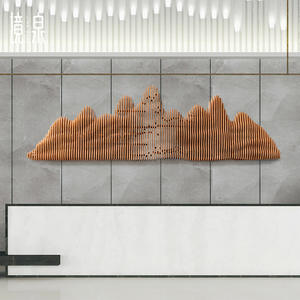 Decoraciones de Pared de Madera Tallada en Mosaico, Adornos Colgantes Suaves para Vestíbulos de Hoteles, Salones de Club, Fondos, Letreros de Pared de Madera - Product Image 4