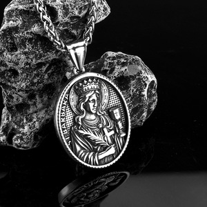 Yunnique-collar con colgante de San Bárbara de acero inoxidable para hombre, amuleto religioso, regalo, joyería, accesorio de moda - Product Image 2