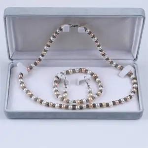 Ensemble de bijoux en perles naturelles, forme pommes de terre, excellente qualité, couleurs naturelles, blanc, rose, violet, 6-7mm
