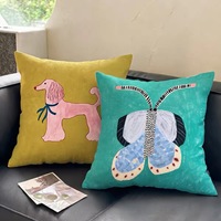 Housse de coussin à imprimé animalier fantaisie style dessin animé, décoration artistique rétro pour canapé et maison