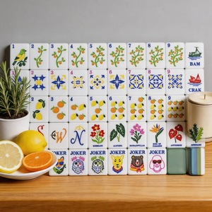 Jeu de tuiles de mahjong américain en acrylique haut de gamme, gravées au laser, colorées UV, en gelée de citron, style luxe moderne - Product Image 4