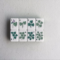 Ensemble de Mahjong Américain en Acrylique Crème Émeraude Premium, 4 Joueurs, Figurines Flora et Insectes Sculptées à la Main, 160 Tuiles, Portable, Jeu de Société Aquatique