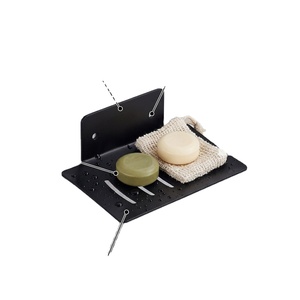 Porte-savon mural en métal rectangulaire, design minimaliste, auto-drainant, organisateur de salle de bain, finition lisse - Product Image 1