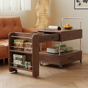 Aoga Furniture Solid Wood Movable Coffee <b>Table</b> Adjustable Height Living Room <b>Sofa</b> <b>Side</b> <b>Table</b> Small Apartment Trolley - Product Image 4