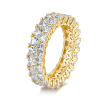 Bague en Moissanite Personnalisée en Gros d'Usine, en Argent Sterling 925, Coupe Cœur, Alliance Éternité pour Femme, Bijoux de Mariage et de Fiançailles