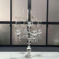 Nouveau chandelier à 5 têtes en verre cristal, décoration de mariage, centres de table, bougeoirs, décorations de fête et de mariage