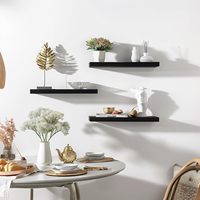 Étagères murales flottantes en bois, étagères murales en bois pour chambre à coucher, lot de 6 noires de 17 pouces