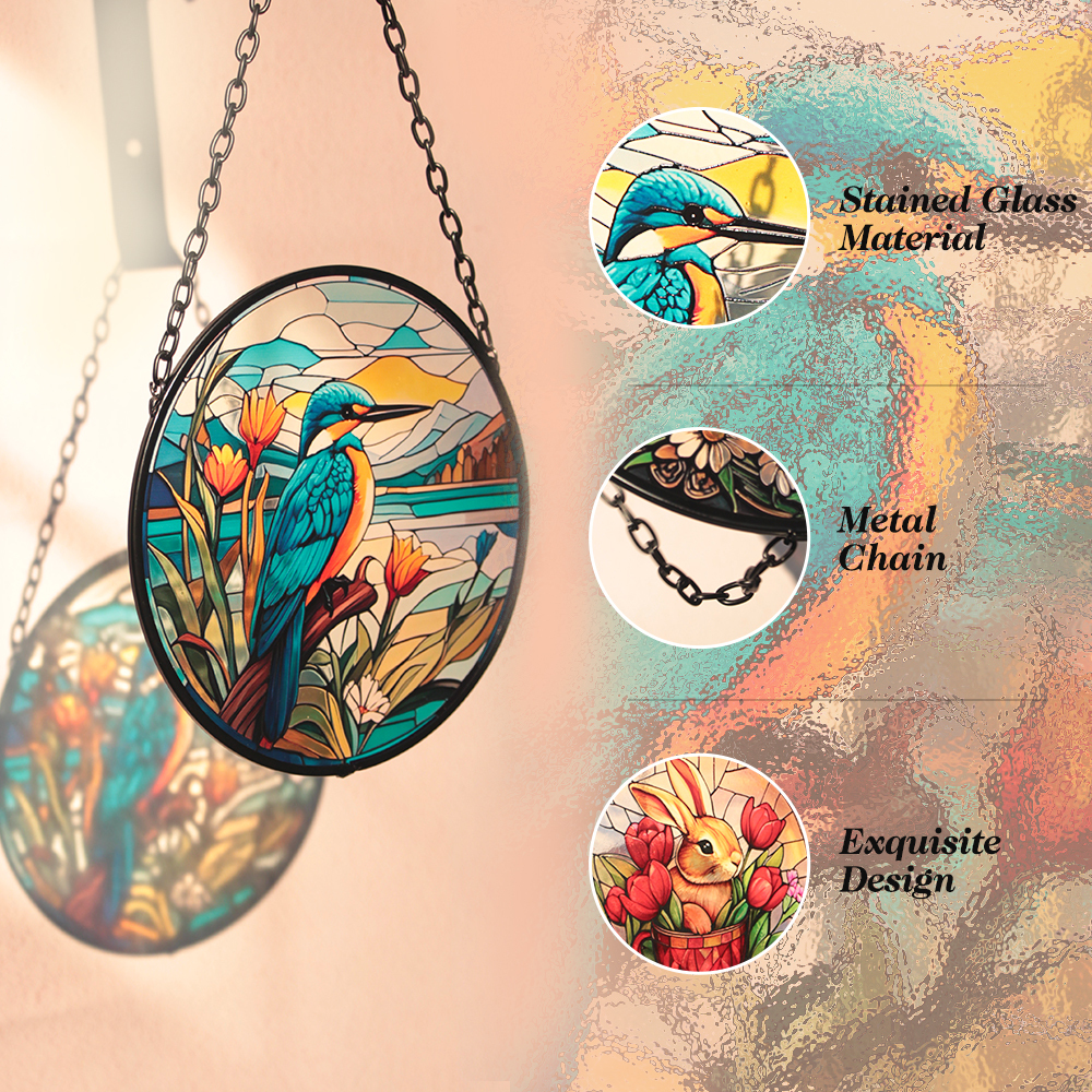 Customized Bird-Animal Glass Sun Catcher Art Deco Country-Style Hanging Ornaments 16cm for Garden Courtyard Decorations · image 3