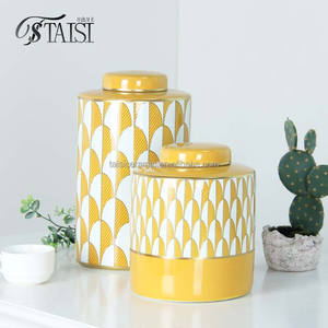 V275 Juego <span class=keywords><strong>de</strong></span> jarrones <span class=keywords><strong>de</strong></span> libros <span class=keywords><strong>de</strong></span> cerámica china amarilla Diseño Art Deco para decoración <span class=keywords><strong>de</strong></span> flores <span class=keywords><strong>de</strong></span> mesa moderna o antigua - Product Image 6