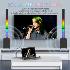 Sistema de barra de sonido para fiestas de 45W, subwoofer incorporado, efectos de luz RGB, micrófonos inalámbricos duales para karaoke en casa y noches de cine, 1 unidad - Product Image 4