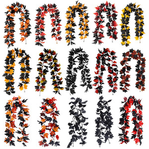 Guirlande de feuilles d'érable artificielles Fuyi 100cm-200cm, fleurs en soie, décoration extérieure pour Halloween, décoration murale, décoration d'automne - Product Image 5