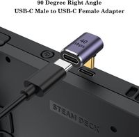 ZOGUO adaptor pria ke wanita, 90 derajat USB C jantan ke Wanita 40Gbps PD 240W USB C Extender mendukung Video 8K @ 60Hz untuk ipad Tablet Laptop