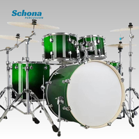 Gradient Color Large Hanging Extended Bass Drum Set, Wholesale Manufacturer 5-Drum 2/3/4 Cymbals, Maple PVC Laminated Percussion