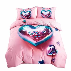 Parure de lit rose à sequins en forme de cœur, housse de couette, livraison directe UE, imprimé Pologne, polyester tissé, 40 pièces modernes lavables, 3 pièces KINGWOOD - Product Image 1