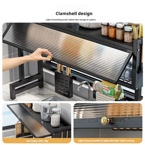 إكسسوارات مطبخ مخصصة من الفولاذ المقاوم للصدأ للمطاعم ذاتية الصنع فوق الحوض 2 3 خزانة إطار مع غطاء - Product Image 5