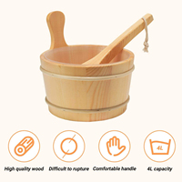 Juego Moderno de Cubo y Cucharón de Madera Maciza con Capacidad de 12L, Ecológico para Baños de Vapor Interiores/Exteriores y Saunas