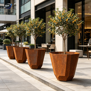 Macetas Modernas de Acero Corten para Exteriores, Diseño Geométrico Minimalista para Decoración de Centros Comerciales - Product Image 1