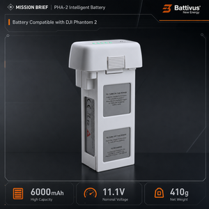 แบตเตอรี่อัจฉริยะ 11.1V 6000mAh PHA-<span class=keywords><strong>2</strong></span> สำหรับเปลี่ยนใช้กับโดรน DJI <span class=keywords><strong>Phantom</strong></span> <span class=keywords><strong>2</strong></span> <span class=keywords><strong>Vision</strong></span> Plus แบตเตอรี่ลิเธียมโพลิเมอร์ความจุสูง - Product Image 1