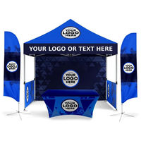 Tente publicitaire en tissu Oxford imperméable imprimée sur mesure, directement de l'usine, ensemble complet de stand ODM, auvent pop-up, drapeaux de marque, fournitures