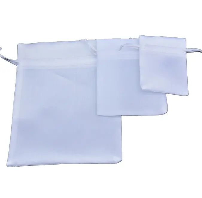 10*12cm (3.9*4.7inch) Wholesale custom silk drawstring pouch white jewelry satin bags