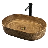 Lavabo de salle de bain en céramique de haute qualité, fait à la main, pour comptoir, lavabo en céramique, lavabo artistique