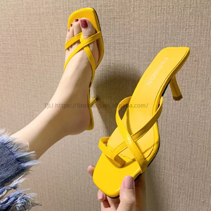 Top Selling High Heel Women Shoes Sandals With Fashionable Design Summer New Style <b>Clip</b> Toe Cross Strap Chunky - Product Image 3