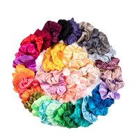 Vente en gros de chouchous pour cheveux en satin de couleurs unies, élastiques, pour filles, accessoires capillaires