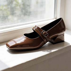 Zapatos de Tacón Cuadrado de 3 cm de Cuero Genuino Mary <span class=keywords><strong>Jane</strong></span>, Tendencia de Moda de Alta Gama, Ligeros y Cómodos para Mujer, Verano Otoño - Product Image 6