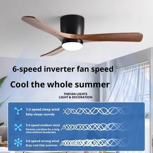 Ventilateur de plafond à aspiration en bois massif, design nordique, à profil bas, avec télécommande, 36-56 pouces, pour salon - Product Image 3