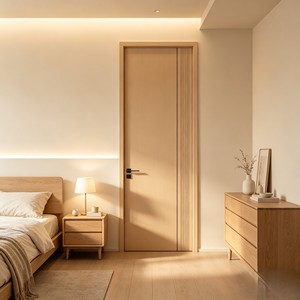 Ensemble de portes intérieures modernes en bois composite massif de haute qualité, résistantes au feu et à l'<span class=keywords><strong>humidité</strong></span>, écologiques, pour hôtel et villa - Product Image 5
