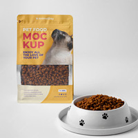 Sac alimentaire personnalisé pour animaux de compagnie avec fermeture éclair, taille sur mesure, pochette d'emballage recyclable à fond plat pour aliments secs pour chats et chiens