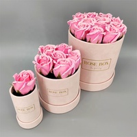 Boîte ronde en velours gaufré UV, style mode, vente chaude, personnalisée, haute qualité, matériaux recyclés, rose, pour la Saint-Valentin, emballage fantaisie